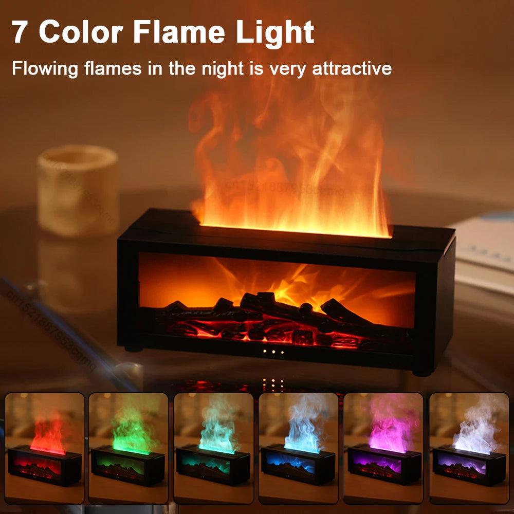 Flame Aroma Diffuser – LED Fire Effect Essential Oil Humidifier