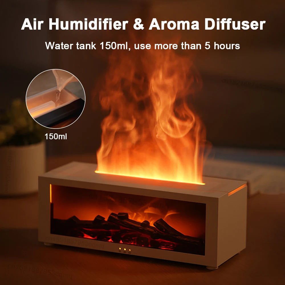 Flame Aroma Diffuser – LED Fire Effect Essential Oil Humidifier