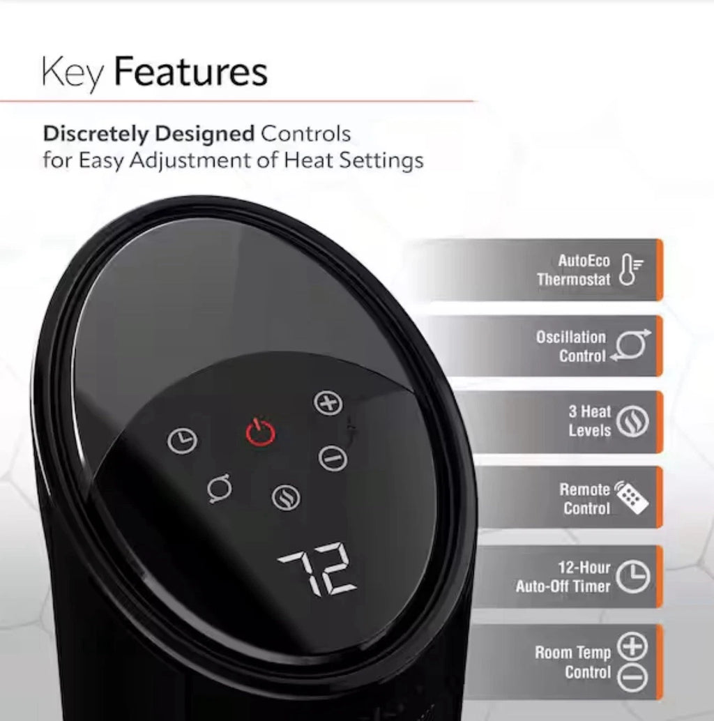 Lasko 1500W 22" Digital Ceramic Tower Space Heater with Child Lock & Remote