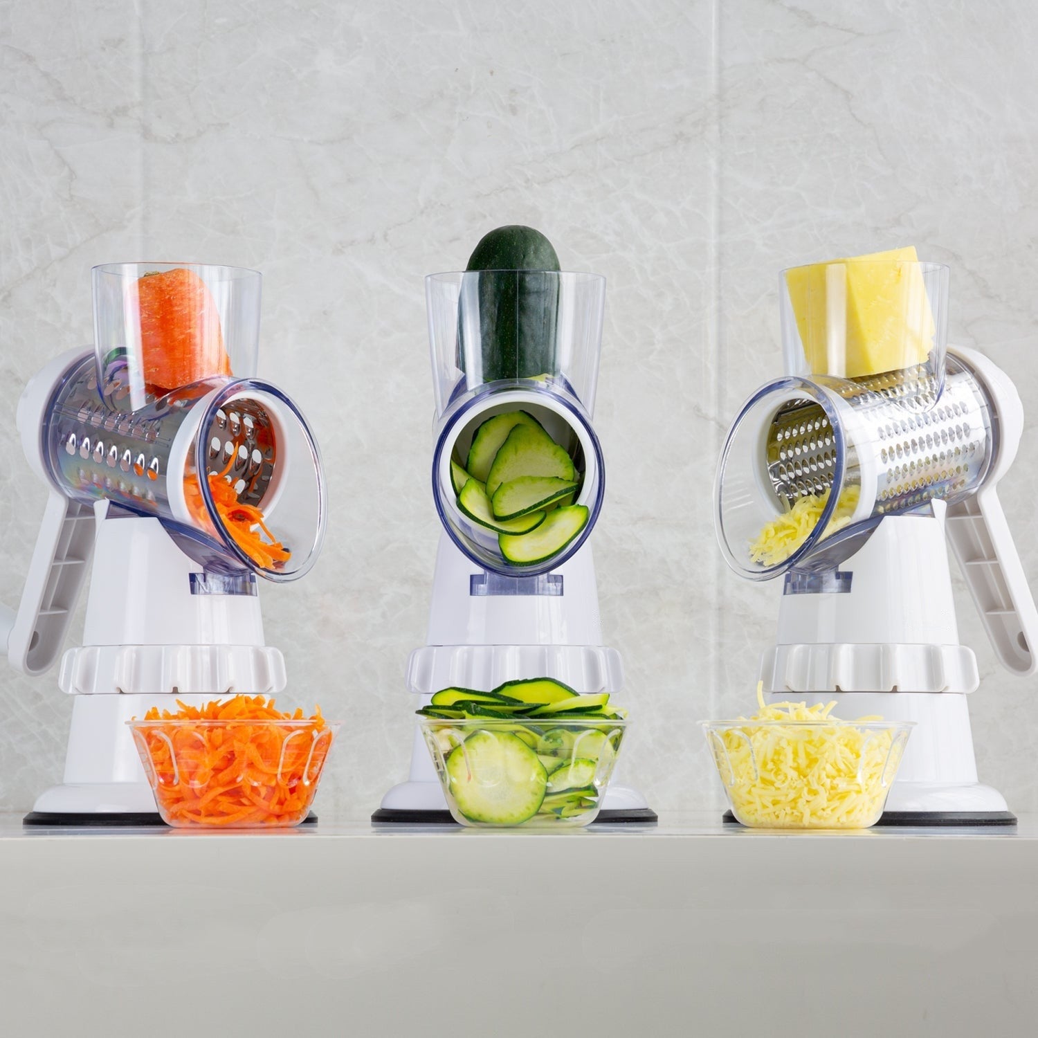 3-in-1 Vegetable Slicer – Manual Rotary Grater & Food Chopper